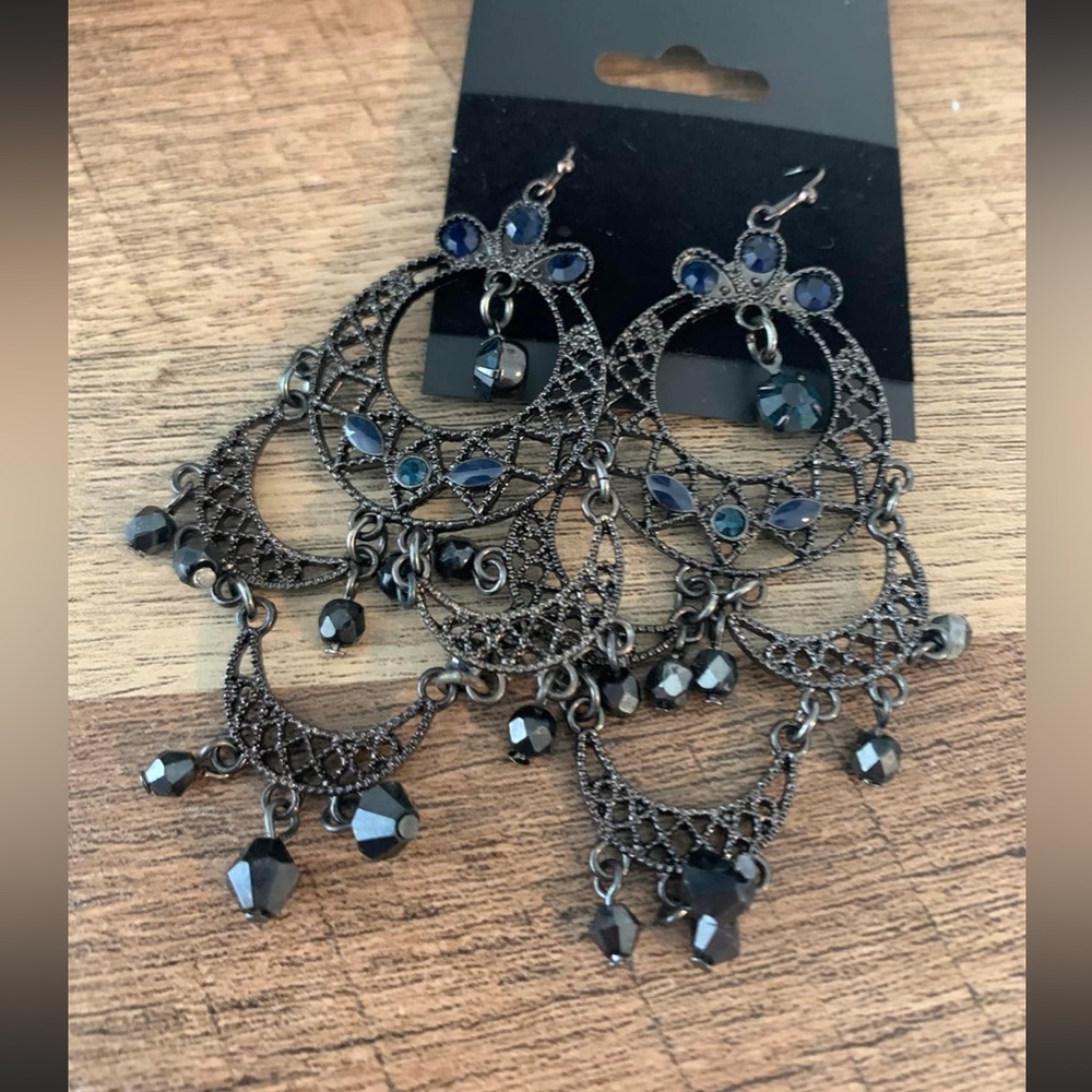 Circular Shaped Dangling Formalwear Earrings with Beading